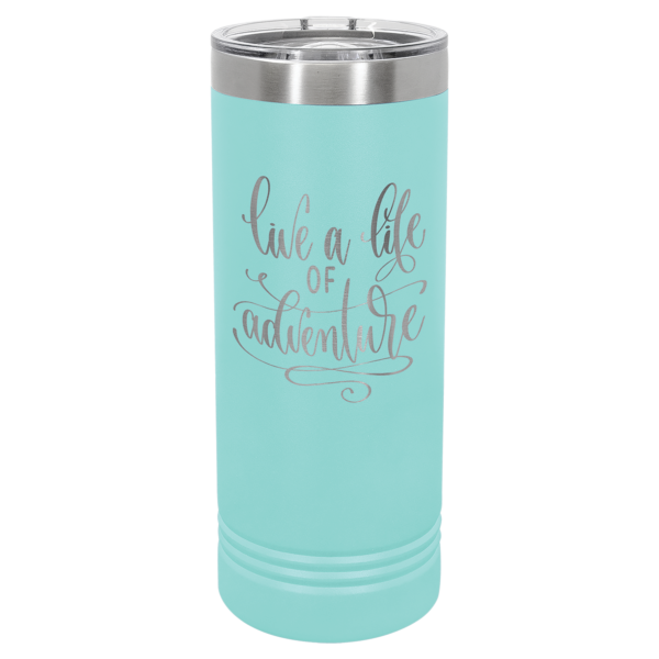 22 oz. Teal Blue Skinny Tumbler with Slider Lid