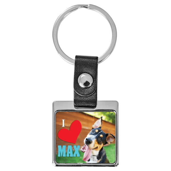 3 3/4" x 1 3/8" Square Sublimatable Keychain with White Insert